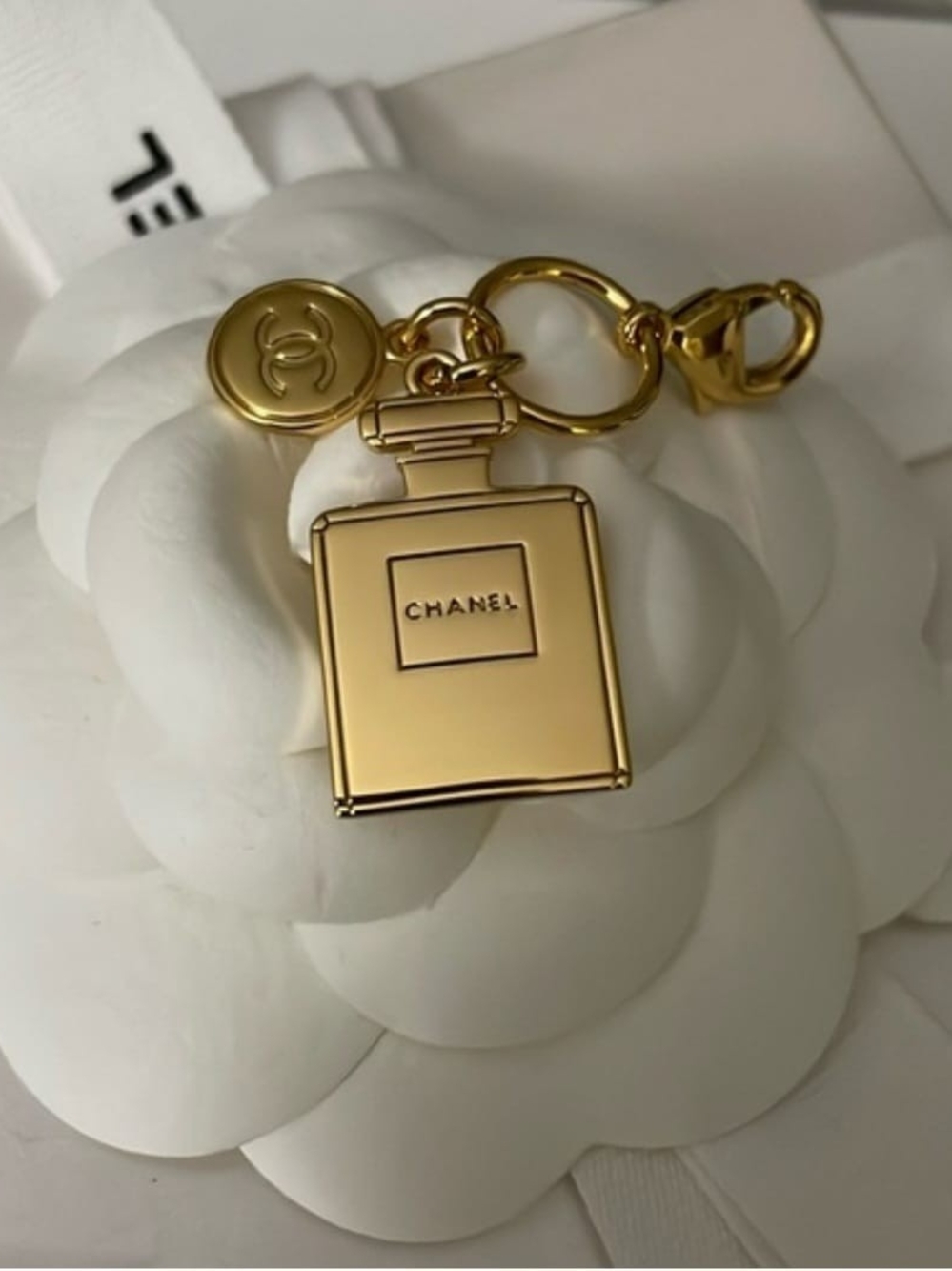 CHANEL Gold Perfume Bottle Key Charm